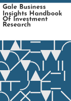 Gale business insights handbook of investment research